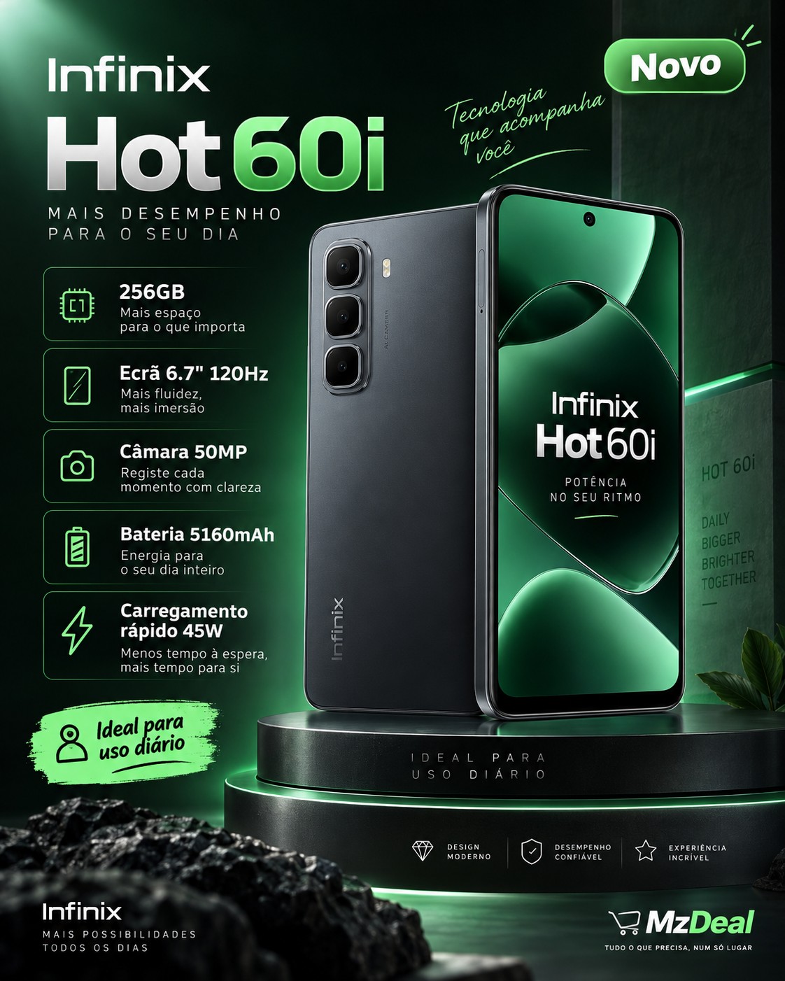 Infinix Hot 60i 256GB – Potência, espaço e estilo para o dia a dia | 11499 MZN | Av. marien goambi, Maputo | MzDeal