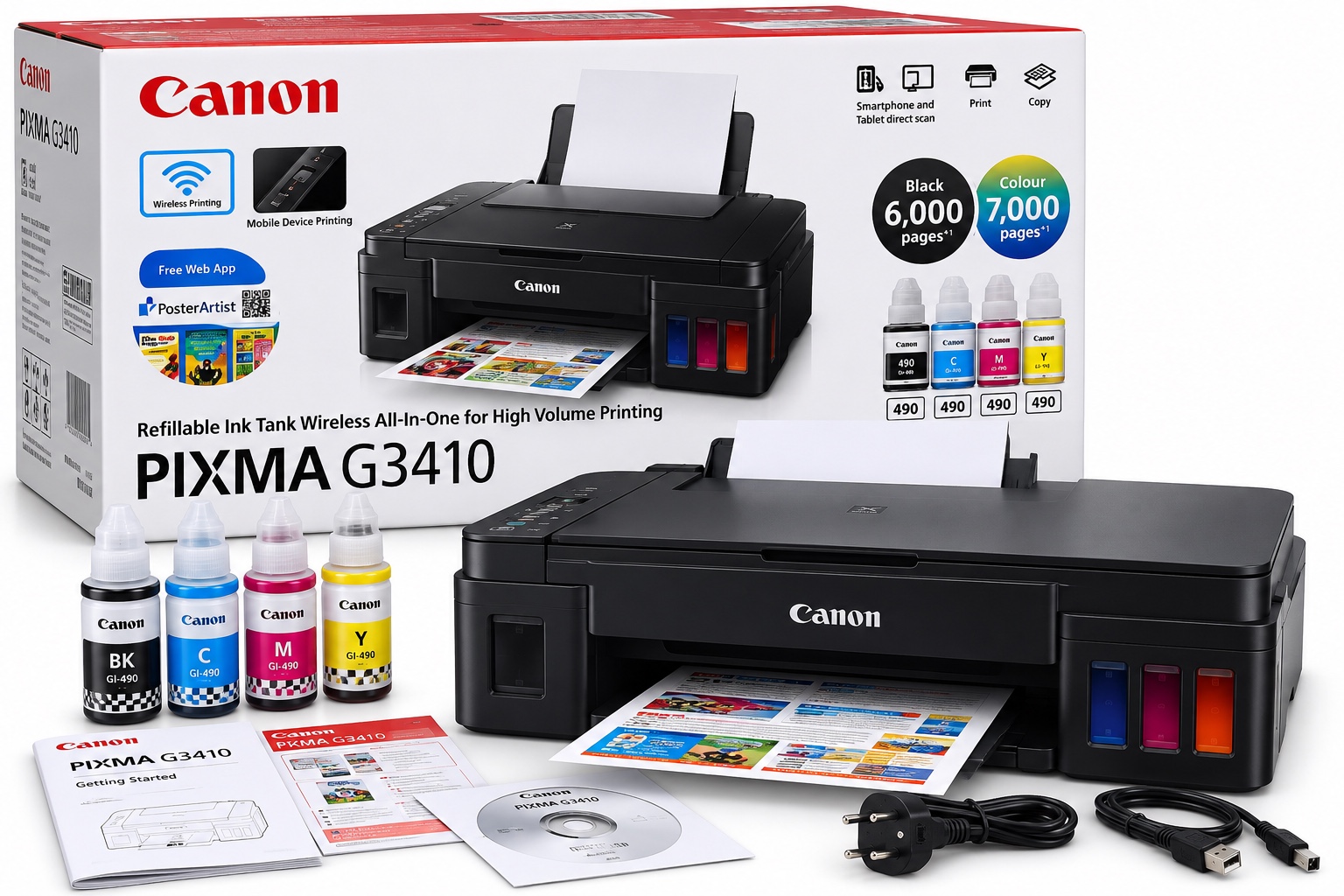 Canon PIXMA G3410 – Wi-Fi | Impressora, Scanner e Copiadora | Tanque de Tinta 8 mil páginas | 18000 MZN | FRELIMO, Sommerschield, Maputo | MzDeal